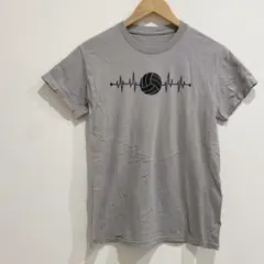 バレーボール 心電図 心拍数 半袖Tシャツ グレー カジュアル シンプル