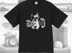 オープンエンド ヘヴィーウェイト Tシャツ 犬 モノクロ フレンチブルドッグ