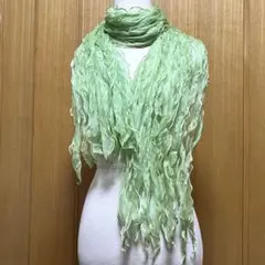 A52 ライトグリーン フリルデザイン ストール 幅40 ×長さ180cm￼