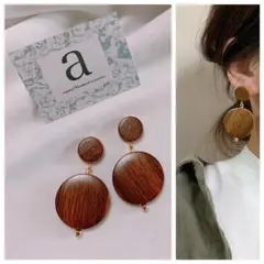 2172☺︎2連ウッドのピアス☺︎