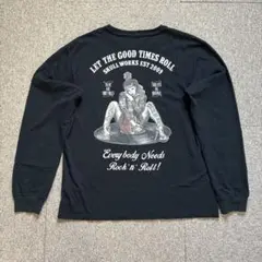 SKULL WORKS ロングスリーブTシャツ ブラック　ピンナップガール