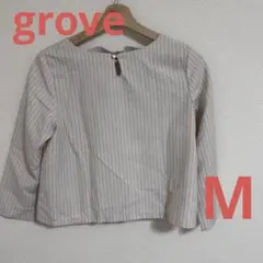 grove アイボリー ストライプ ブラウス