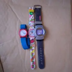 子供用腕時計セット（Timex, Hello Kitty, Baby-G）