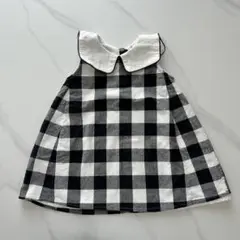 プティマイン　ブロックチェックワンピース　80