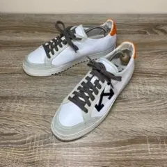 オフホワイト レザーコンビスニーカー ヴィンテージ加工 41