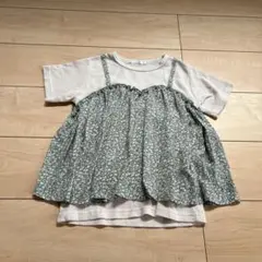 ペアマノン　pair manonフラワープリント重ね着風トップス 140cm