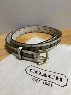 美品 Coach コーチ シグネチャー スタッズ ベルト