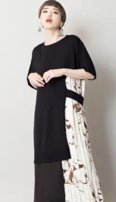 OSMOSIS プリーツニットワンピース 半袖