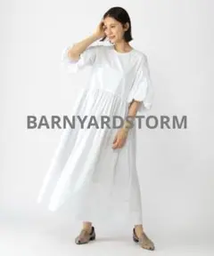 BARNYARDSTORM ボリュームスリーブワンピース　パフスリーブ　白