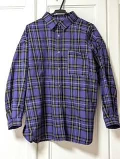 【美品】WEGO 紫 チェック柄 長袖BIGネルシャツ　レディース