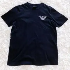 美品✨エンポリオアルマーニ　銀ラメイーグルロゴ 半袖 Tシャツ M メンズ 黒