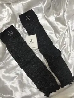 CHANElブラックラメ入 レッグウォーマー