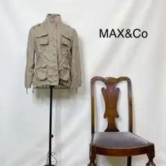 3331【カーキ色極上美品リネン100%】マックスアンドコー ミリタリジャケット