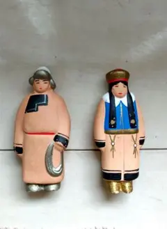 モンゴル遊牧民 はにわフィギュア 2体セット