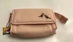 すずめ　刺繍ポーチ ピンク　ミラー付き　メイクポーチ　鳥