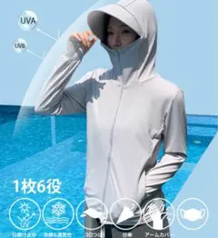 完全防備UVパーカー ライトグレー