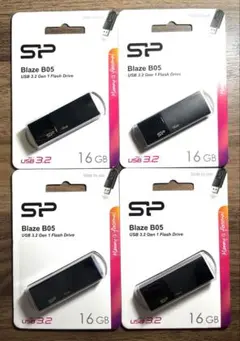 USBメモリー16GB シリコンパワーUSB3.0スライド式(黒)【4個セット】