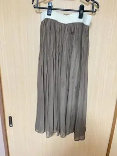 ブラウン シフォン プリーツスカート