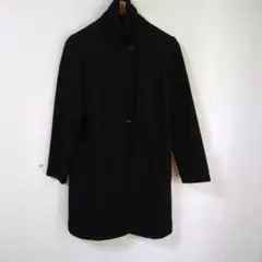 B-Three 黒いウール混紡チェスターコート