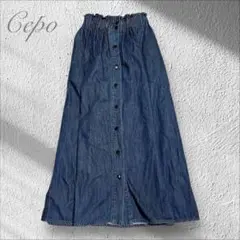 CEPO デニムロングスカート ゴムウエスト カジュアル M 春夏秋冬