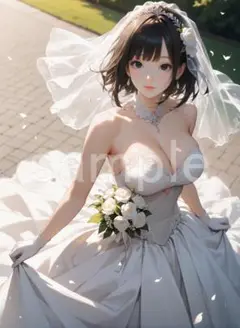 wd14● AI 美女 A4 ポスター 光沢紙 ウェディングドレス 花嫁 人妻