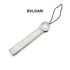 【美品】BVLGARI ブルガリ スマホ ストラップ ホワイト レザー