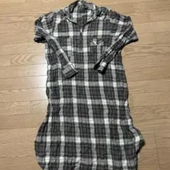 チェック柄長袖シャツワンピース