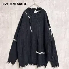 美品★ KZOOM MADE ダメージ オーバサイズニット 【XL】 ブラック