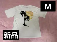 【新品】パームツリー ヤシの木 夕日プリント Tシャツ 速乾Tシャツ 白Tシャツ