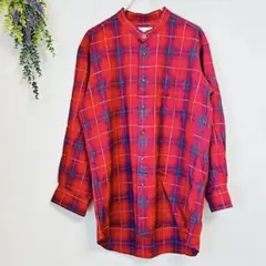 訳あり‼️高島屋 毛100% Pierre Cardin レッドチェック長袖シャツ