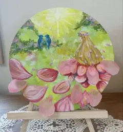 アクリル 「花の精」 円形キャンバス