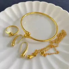 ゴールドアクセサリー セット ピアス リング ブレスレット ネックレス ドロップ