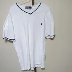 Polo by Ralph Lauren ホワイト Vネック ポロシャツ XL