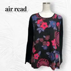 【air read】花柄プリントカットソー 長袖 切替 クルーネック a3533