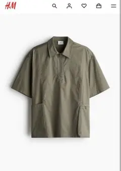 H&M ルーズフィット ポケットディテール ハーフジップシャツ
