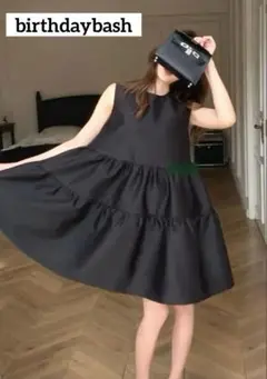 夏物SALE❣️美品♡バースデーバッシュ ティアードワンピース フレアワンピ 黒