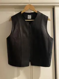 SUNSEA 20AW cow leather vest ベスト　ブラック　3