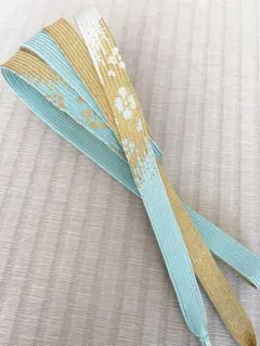 美品総絞り斜め模様帯締め&新品ストーン帯飾り付き帯締め 2点セット 抹茶&葡萄