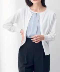 YECCA VECCA 洗えるUVカットクルーネックカーディガン アイボリー