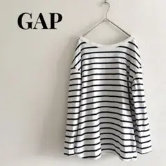 GAP ギャップ ロンT 長袖 ボーダー マリン 白 ネイビー シンプル 【L】
