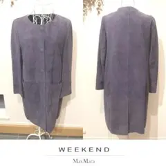 ゲリラセール!★Max Mara スエード調レディースコート ネイビー42 M
