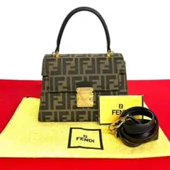 極 美品 フェンディ ズッカ 柄 2way ミニ ショルダー トートバッグ
