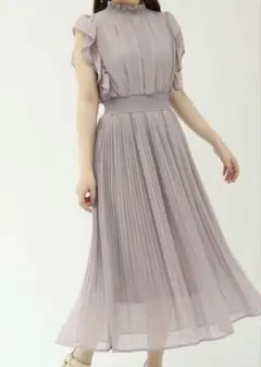 【美品】GORGE シフォン　シャーリングワンピース　ラベンダー F