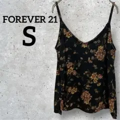 美品◆FOREVER 21【S】花柄 キャミソール 黒 大人っぽ ビスチェ