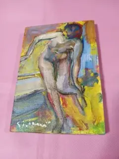 油彩画　「浴室の裸婦」　今井信吾作　サイン有　キャンバスに肉筆　SM
