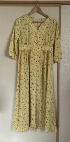 小花柄ワンピース イエロー