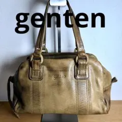 ⭐️美品⭐️genten ゲンテン ミニボストンバッグ ゴート 山羊革 カーキ