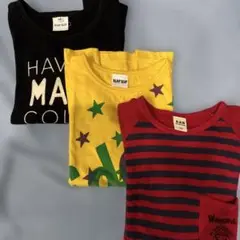 130㎝ユニセックスSLAP SLIP七分袖TシャツeaB赤ボーダー長袖トップス