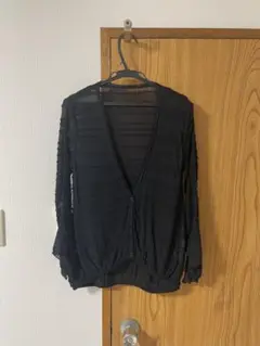 VIVAYOU 透け感のある黒のVネックカーディガン