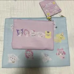 ちいかわ　サンリオ　フラットポーチ2個セット　ハチワレ　うさぎ